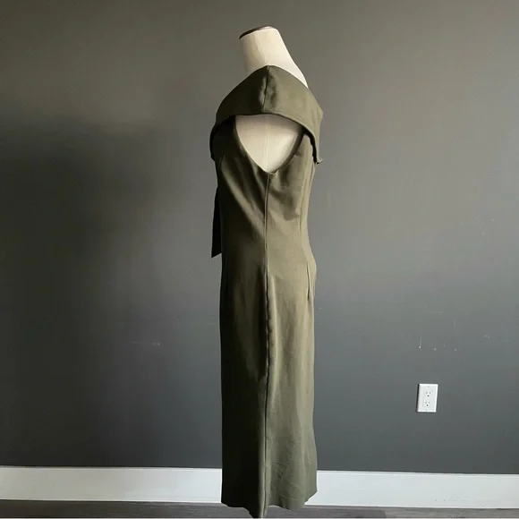 Elliatt Asymmetric One-Shoulder Midi Dress – Olive Green (XL) - Picture 4 of 10